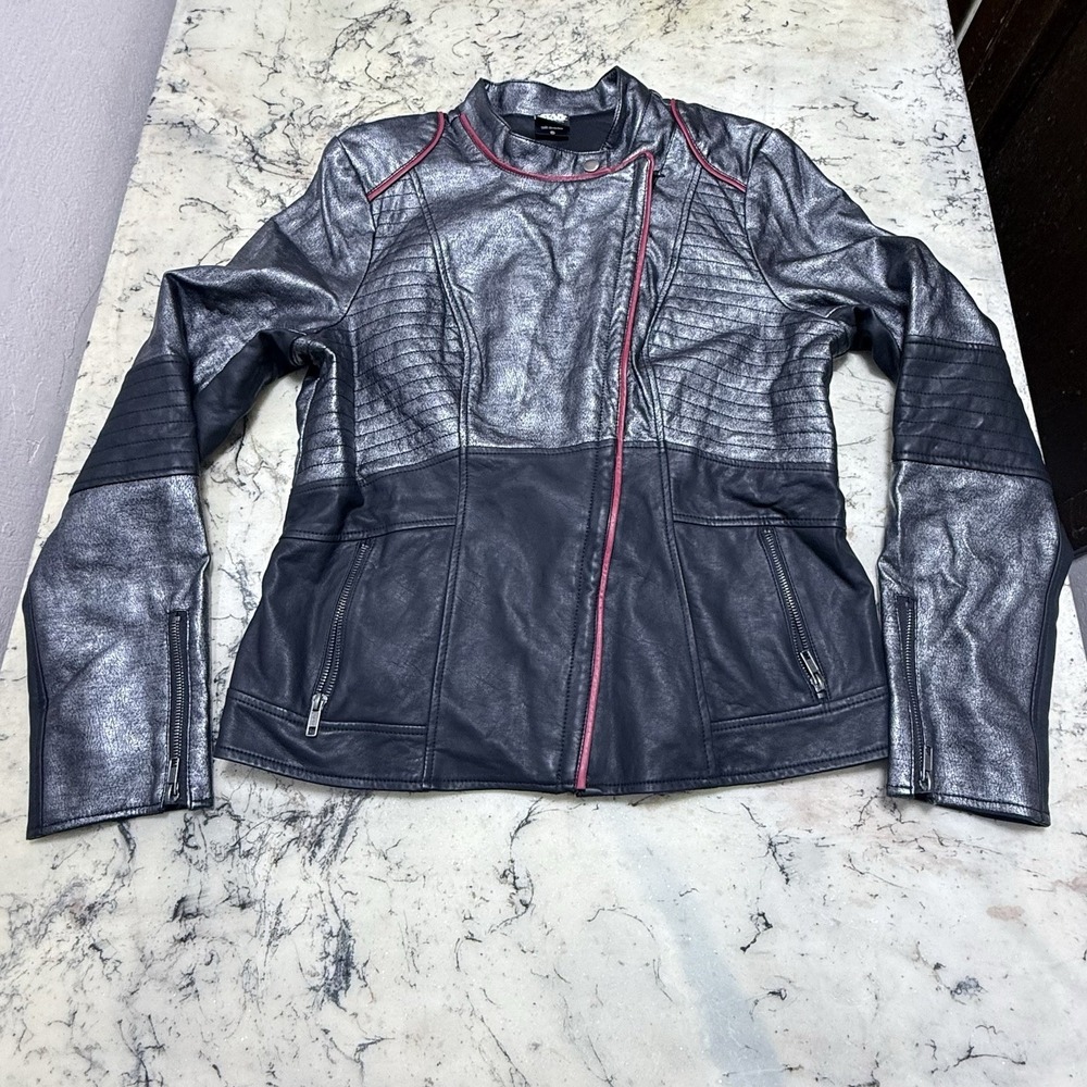 Star Wars Her Universe Women Moto Jacket Metallic Silver Black XL
